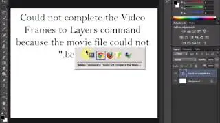 Photoshop fix - Could not complete Video Frames Layers command because movie file