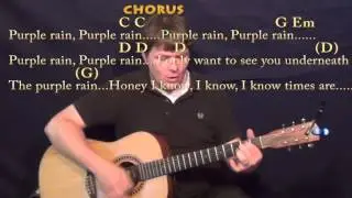 Purple Rain (Prince) Strum Guitar Cover Lesson in G with Chords/Lyrics #purplerain #guitarlesson