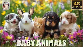 Baby Animals - Funny Moments of Young Animals🌿4K(60FPS) Relaxation Films with Bird sounds ♫