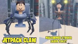 How to get the JETPACK CLAW AND MALFORMED LASER STRIDER TOILET BADGES in Skibidi Toilet RP (ROBLOX)