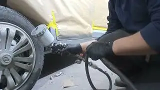 car painting. repair of rotten and rusty thresholds on a Ukrainian-made car