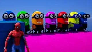 GTA 5 EPIC RAGDOLL SHOW SPIDERMAN VS COLOUR MINIONS FALLS & FAILS LIVE GTA V #gta 96