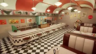 50s American Diner, Environment Art with Unreal Engine 5, Maya and Substance Painter