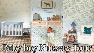 Baby Boy Nursery Tour | classic, light blue, horses, puppies