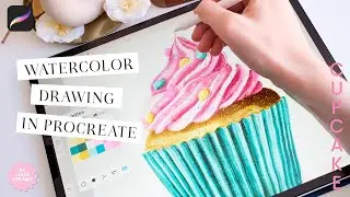 Watercolor Procreate Brushes / Drawing Cupcake / Digital Watercolor Tutorial