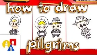 How To Draw Cartoon Pilgrims (Boy & Girl)