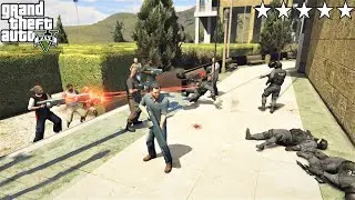 GTA 5 - Michael And Friends FIVE STAR UNHOLY HELLBRINGER COP BATTLE! (GTA V Funny Moments)