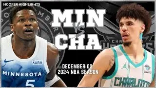 Minnesota Timberwolves vs Charlotte Hornets Full Game Highlights | Dec 2 | 2024 NBA Season