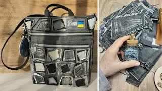 Great idea to make a bag from denim scraps / DIY shoulder bag