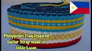 Philippine Flag Inspired Guitar Strap in Inkle Loom