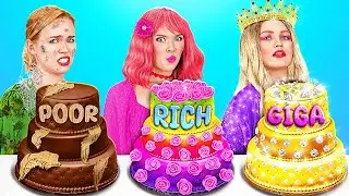 POOR vs. RICH vs. GIGA RICH COOKING CHALLENGE🍰 Over-The-Top Cake Decoration Ideas by 123 GO! GLOBAL