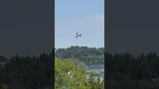 “Fat Albert” taking flight over Mercer Island, WA. The Blue Angels’ C-130T Hercules support aircraft