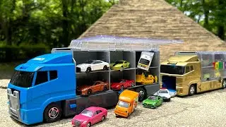 26 types Tomica ☆ Blue & Gold Cleaning Convoy Truck, Egyptian Park!