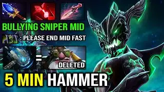 WTF 5Min Hammer Bullying Sniper Mid with Witch Blade + Aghanim Carry OD 7.30e Dota 2