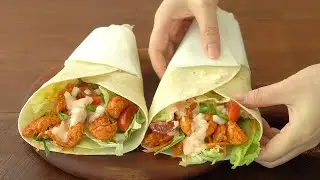 치킨을 이렇게 만드니 살도 안찌고 맛나요 :: 매운 치킨랩 :: 또띠아요리 :: 요거트소스 :: Spicy Chicken Wrap, Tortilla Recipe