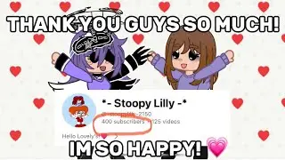 THANK YOU GUYS SO MUCH FOR 400 SUBSCRIBERS!!!!
