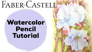 My Spring Cherry blossom painting // Faber Castell watercolor pencils