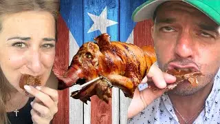 Insane PORK HIGHWAY 😳 Reacting to Puerto Rican Lechon Asado! A MUST To Do in PR 🇵🇷