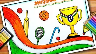 National Sports Day Drawing | National Sports Day Poster | Sports Day Drawing | Sports Day Poster