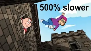 Family Guy - Peter throws people out of a castle window 500% slower