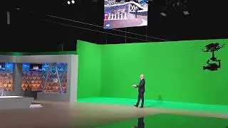 Spidercam 3D cable cam in TV studio designed for augmented reality - 2020 Croatian election