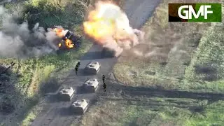 HUGE EXPLOSION!!! Ukrainian Brigade destroys a Russian tank attempting to escape Kherson.