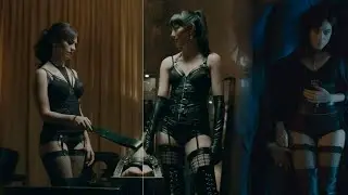 Maggie Siff very sexy in a black corset, garter and black fishnet stockings Billions - s03e01&07