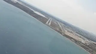 LOW TURN TO FINAL.  AND PERFECT LANDING   at larnaca international airport