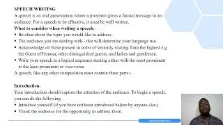 Speech Writing Lesson 11 - English Form 4 -Topic 2 - Writing - KCSE Lesson Notes & Videos