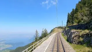 ★ 4K 🇨🇭 Vitznau - Rigi Kulm rack railway cab ride [05.2023] Zahnradbahn Führerstandsmitfahrt