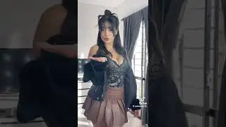 Sexy Ecuadorian woman modeling black lingerie and leather miniskirt #asmr #trending #fashion