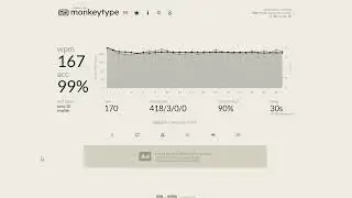 momkeytype 167wpm 99% 30s