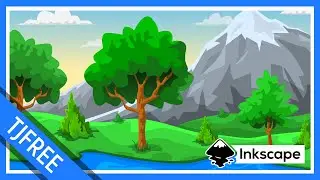 Inkscape | Tree & Mountain Digital Drawing