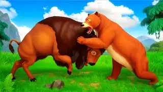 Animal Battle Royale: Bison vs Bear vs Lion, Tiger & Rhino | Epic Wildlife Clash