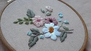 A modest FLOWER BOUQUET - Satin Embroidery for beginners