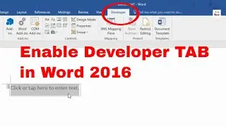 How to enable developer tab in word 2016 |Secret features