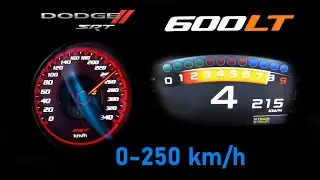 700 HP Dodge Charger Hellcat vs Mclaren 600LT Acceleration 0-100km/h & 0-250 km/h