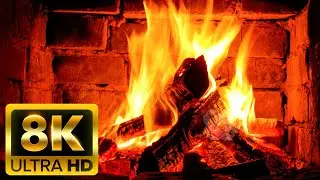 🔥 Cozy Fireplace 8K (8 HOURS). Fireplace with Crackling Fire Sounds. Crackling Fireplace 8K