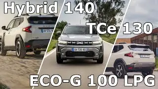 Dacia Duster: TCe 130 vs Hybrid 140 vs ECO-G LPG. Trip drive with fuel consumption economy test mpg