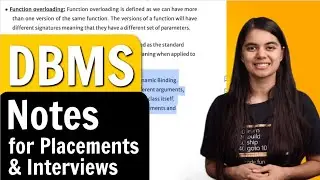 DBMS Notes for College Placements | Data Base Management System |@ApnaCollegeOfficial