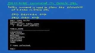 SQL Tutorial || Oracle Tutorial: What is DESCRIBE command in SQL