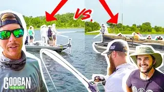 Googan PONTOON vs BASS BOAT Fishing CHALLENGE! (Most Fish Wins!)