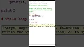 Python loops #shorts #pythonforloop #pythonwhileloop #pythonforbegineers #pythonloops #pythotutorial