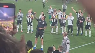 Sandro Tonali's emotional return sees the squad push him in front of the Newcastle fans at full-time