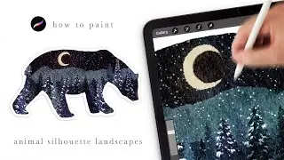 how to paint animal landscape silhouettes 🌄 easy procreate tips and tricks for beginners