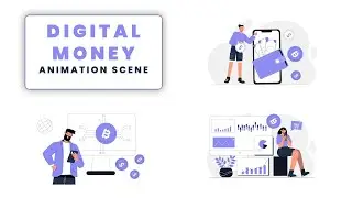 Flat Style Vector Animation Scene Explaining the Digital Money