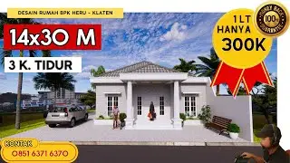 Desain Rumah Minimalis 14x30 M (1 Lantai) 3 Kamar Tidur | Bpk Heru - Jasa Desain Rumah Klaten