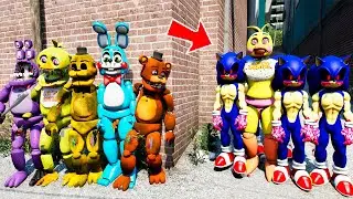 CAN FREDDY AND THE ANIMATRONICS SAVE CHICA FROM SONOC EXE! GTA 5 FNAF Mods