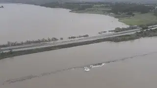 Drone video of flooding along Highway 1 near Watsonville