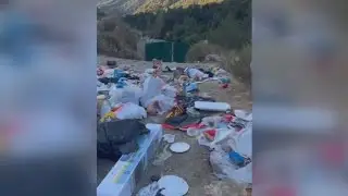 Local canyon filled with trash